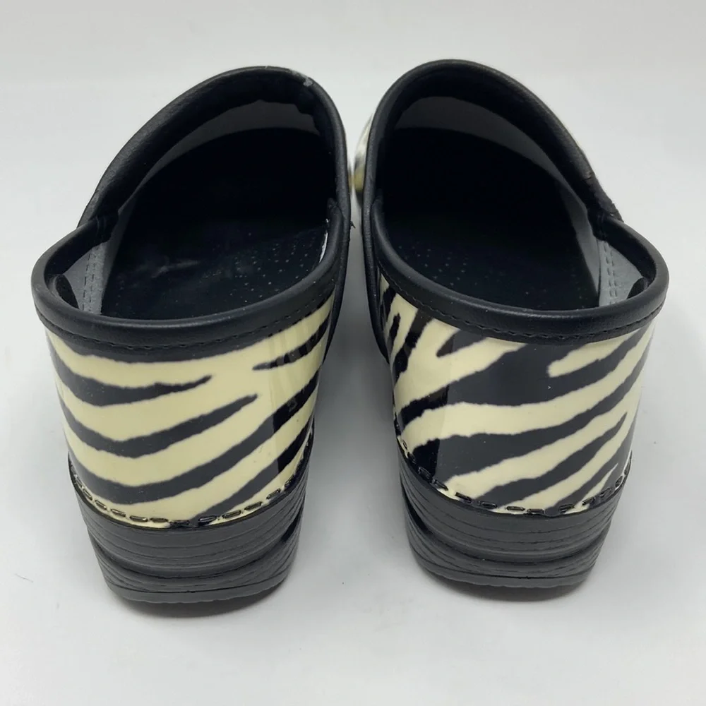 Dansko Professional Patent Leather Zebra Print Black & White SIZE 38 - Picture 5 of 10
